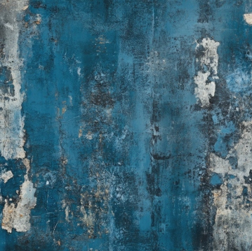 Mur peint bleu-vert écaillé révélant l'enduit, illustration du diagnostic plomb