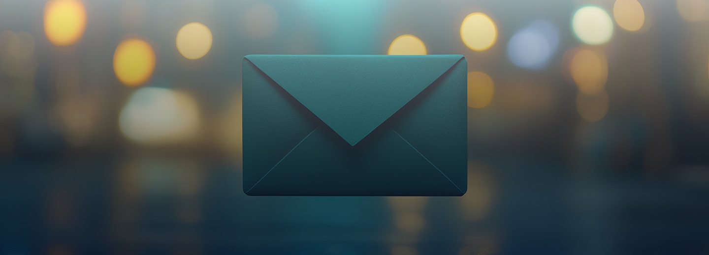 Enveloppe fermée de couleur bleu canard illustrant la prise de contact ou l’envoi d’un message